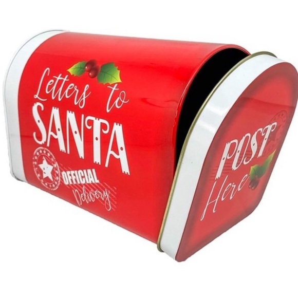 Letters to Santa Christmas Tin Tabletop Mailbox Decoration Red Official Delivery - Picture 3 of 10